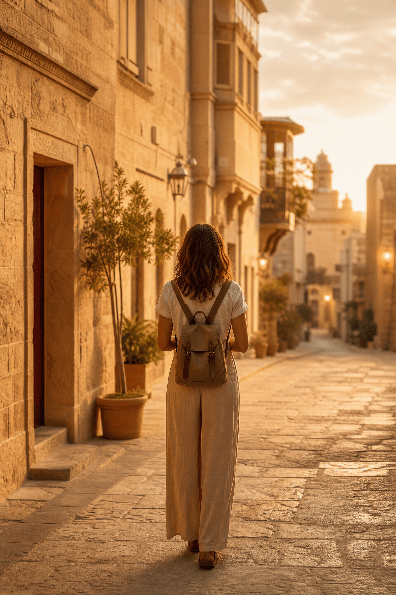 Solo traveller on a walkable lane
