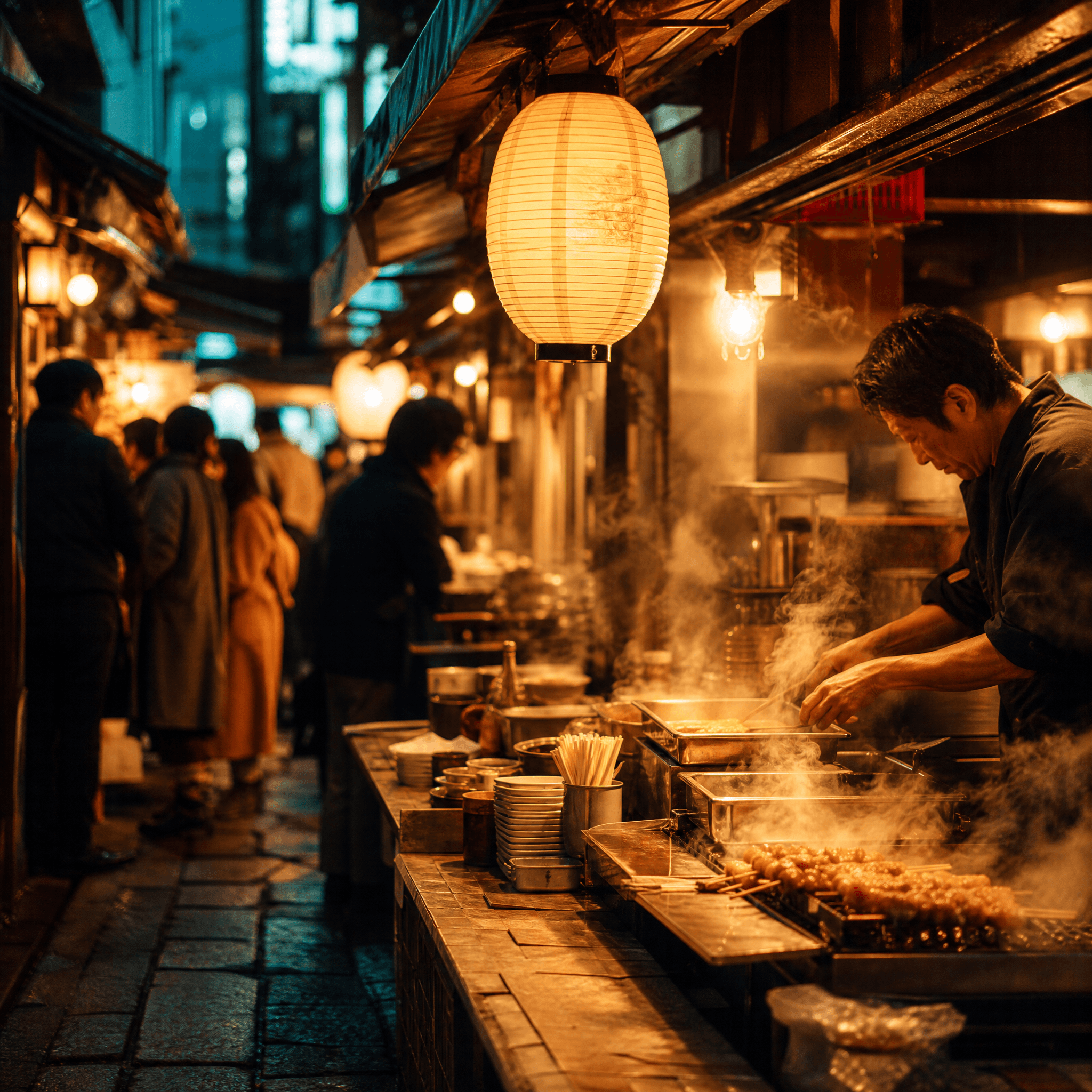 Evening street food lane